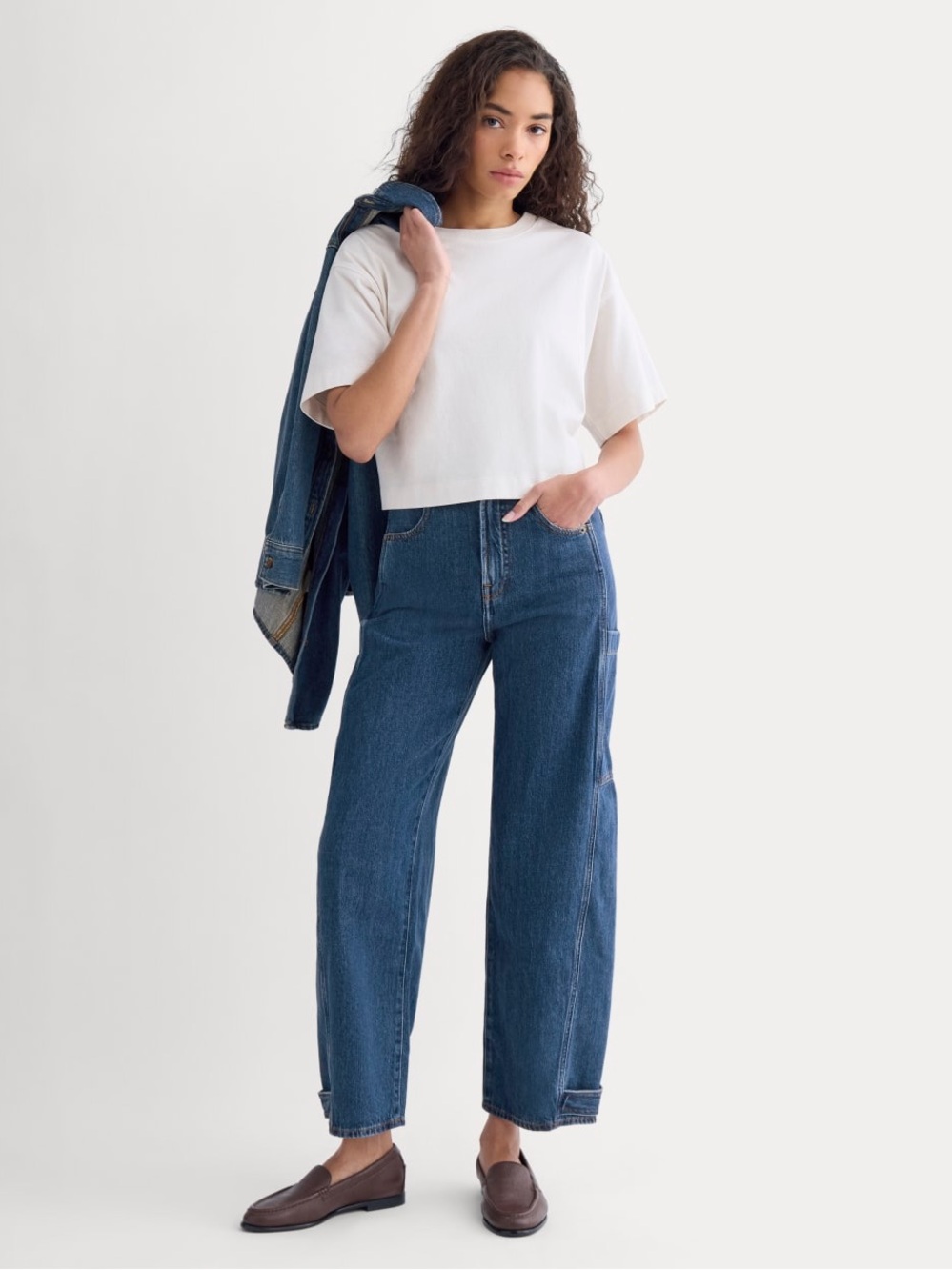 Everlane The Way-High Utility Jean Blue Size 31R Barrel Cargo NWOT - Picture 4 of 16